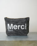 Merci - Marble Cotton Clutch - Black & White
