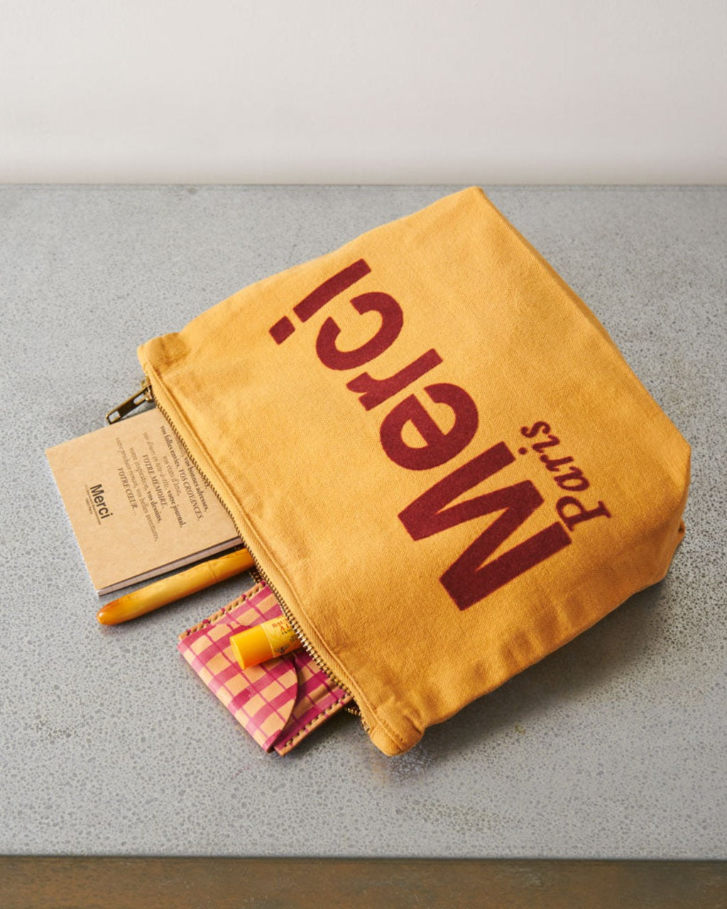 Merci - Cotton pouch - Beige & Brown