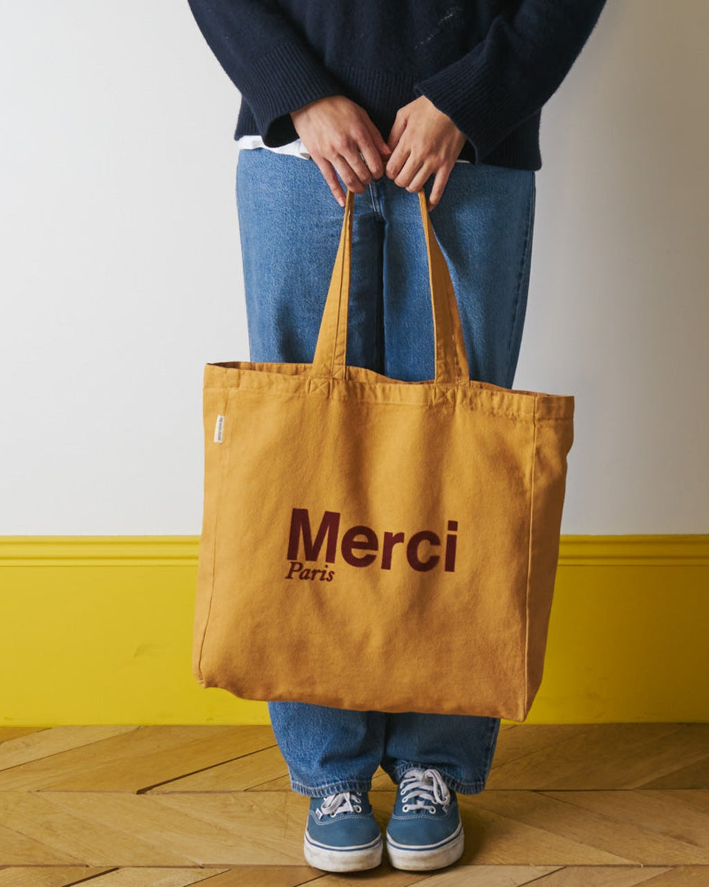 Merci - Tote Bag En Coton - Beige & Marron