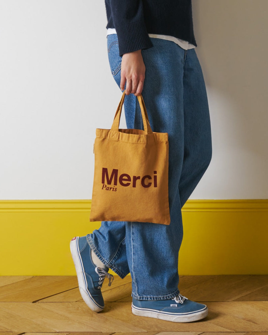 Merci - Tote Bag En Coton - Beige & Marron