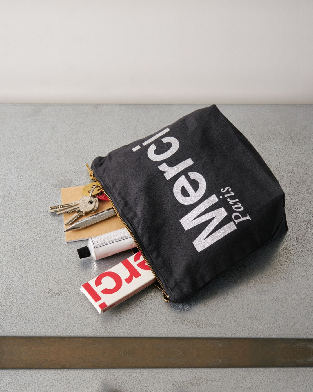 Merci - Cotton pouch - Black & Silver