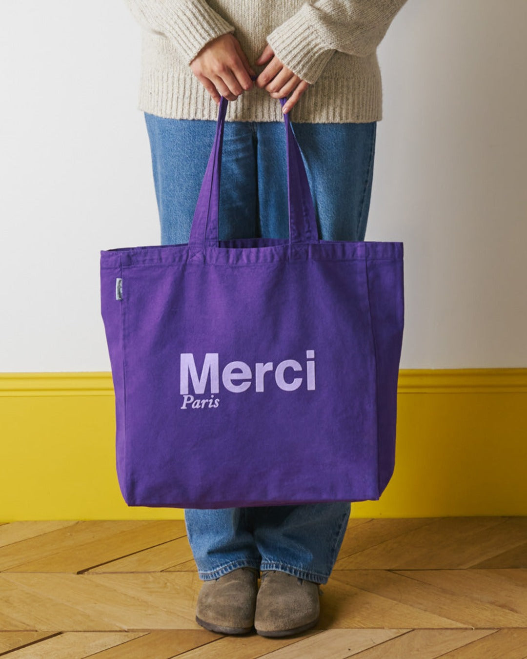 Merci - Cotton Tote Bag - Purple & Lilac