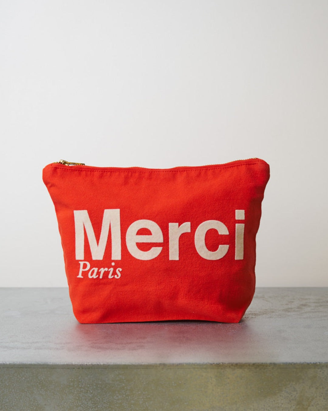 Merci - Cotton pouch - Red & Ecru