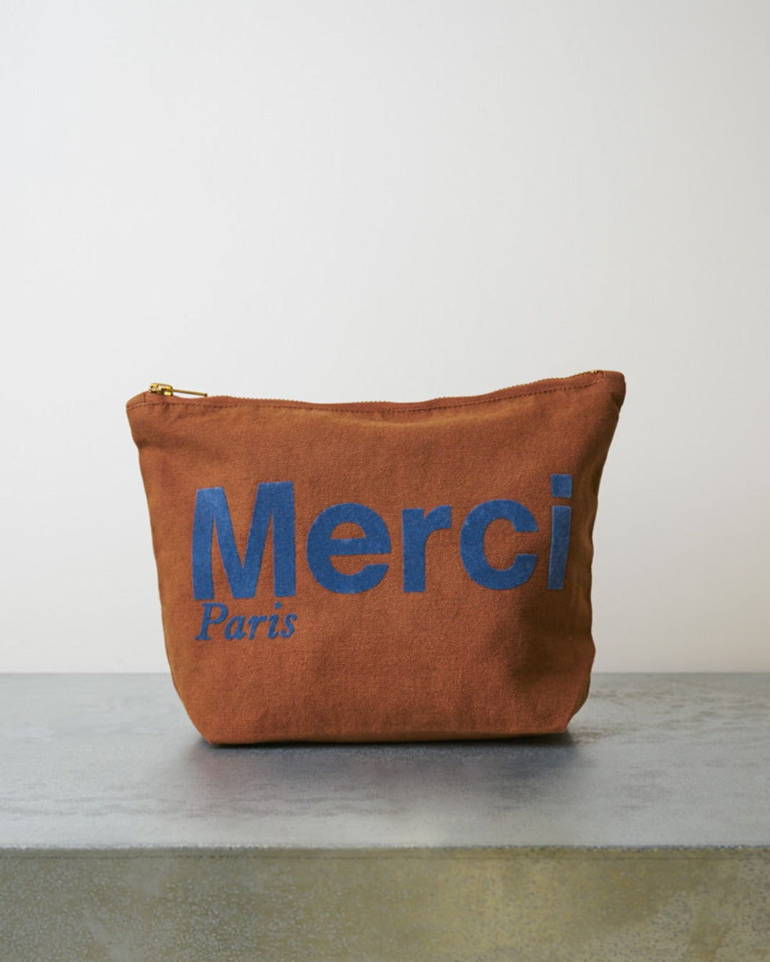 Merci - Cotton pouch - Brown & Navy