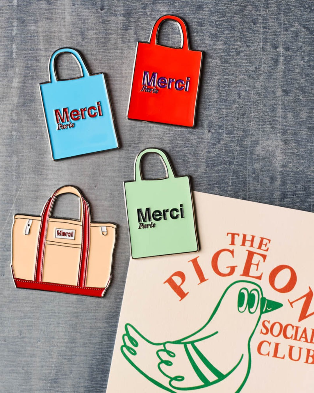 Merci - metal magnet - Blue Tote bag
