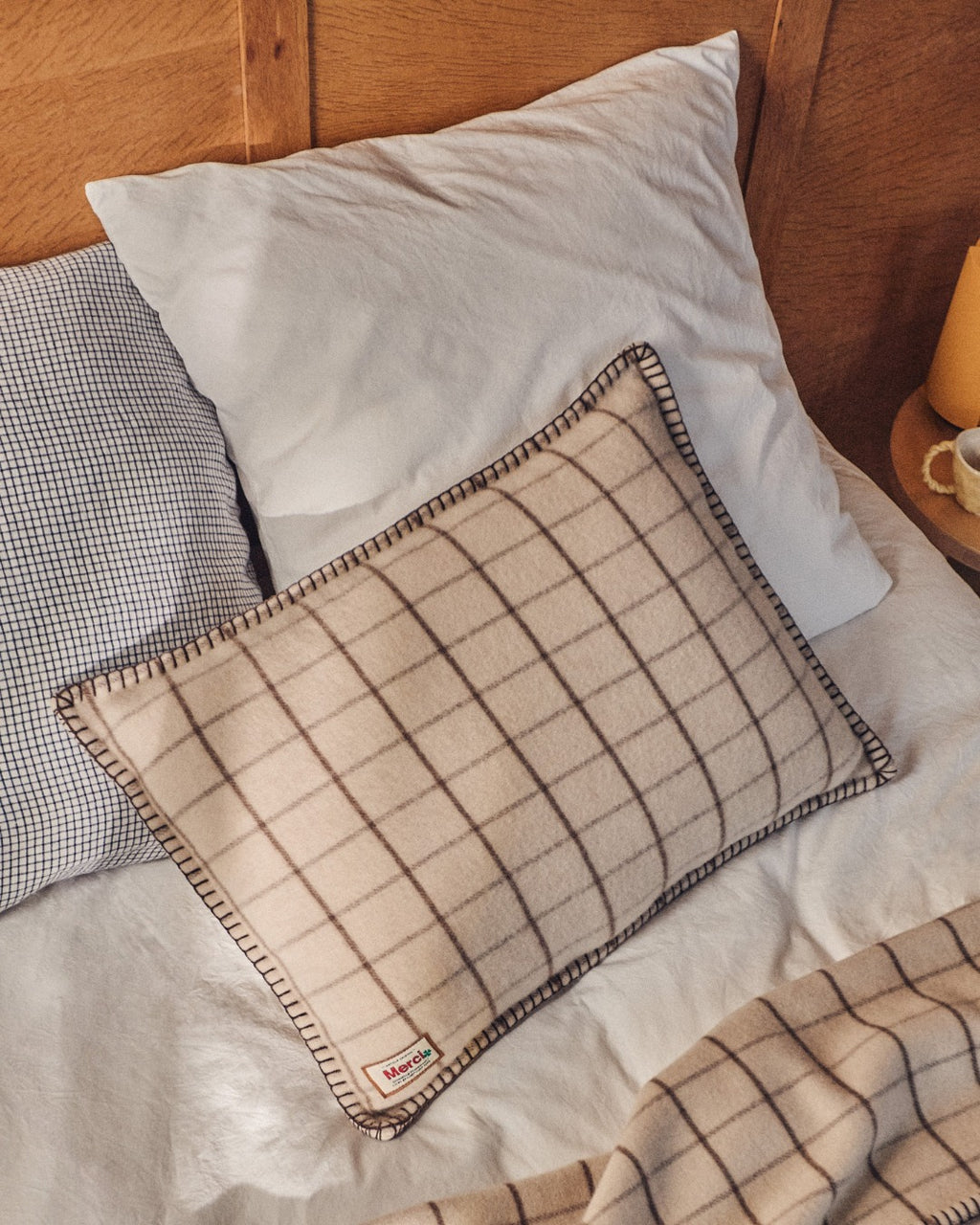 Merci - cushion - Cha Iro Brown Check