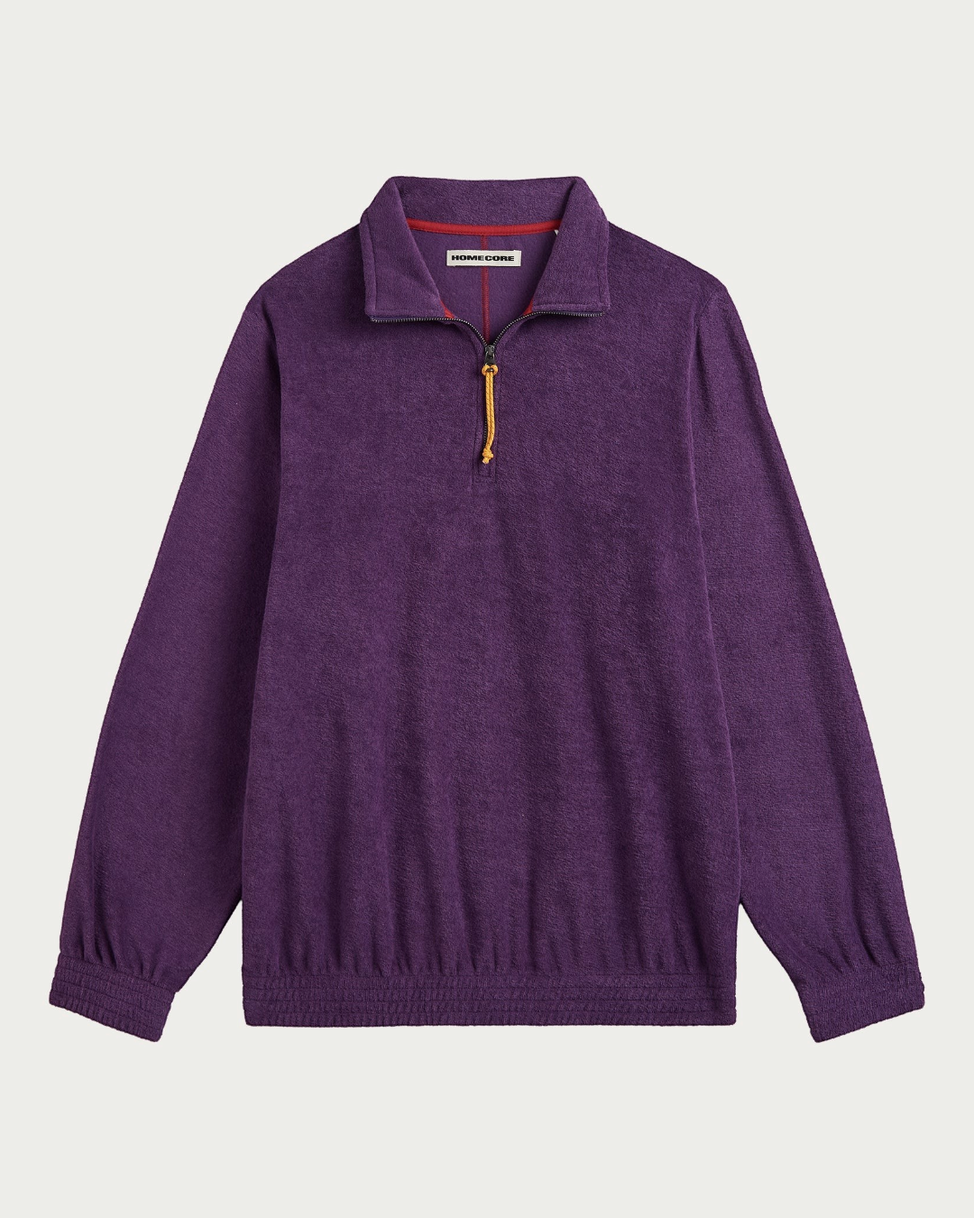 Sweat Merci Paris Homecore Atys violet à col camionneur zippé avec tirette en corde et texture peluche