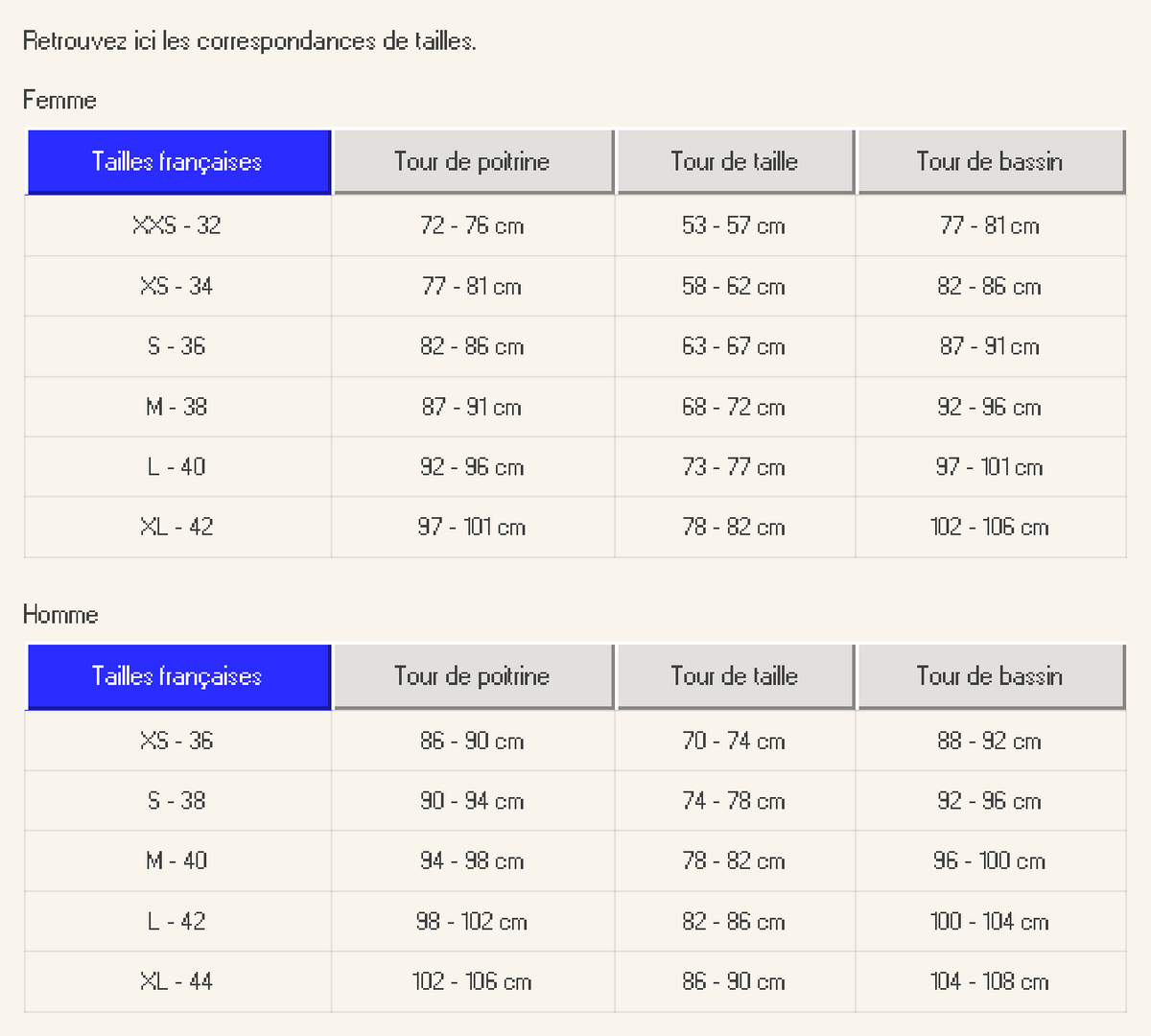 Size guide