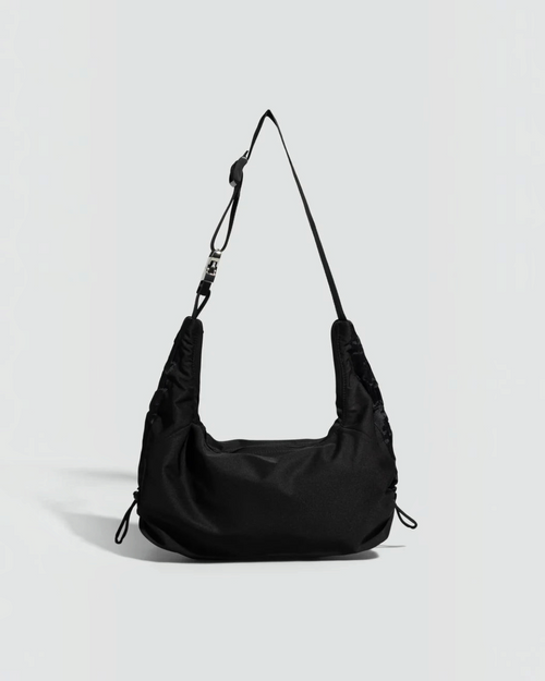 Sac bandoulière noir Merci Paris ARCS Petit Hey en matière recyclée avec cordons de serrage et boucle signature