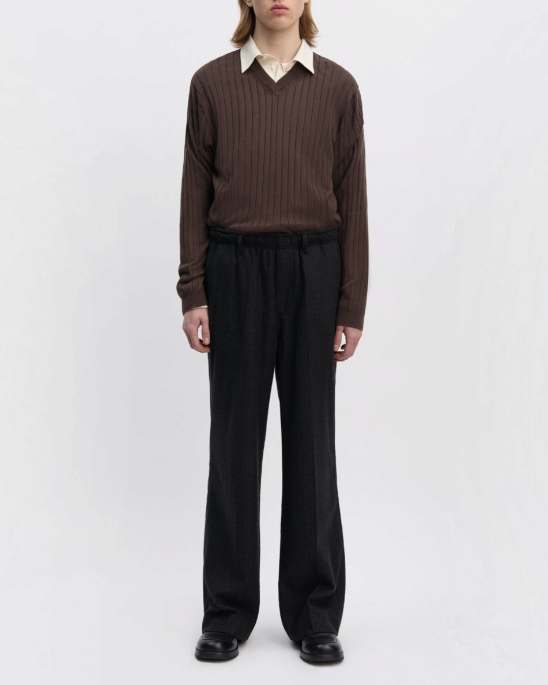 Another Aspect - Pantalon 6.0 - Noir à fines rayures