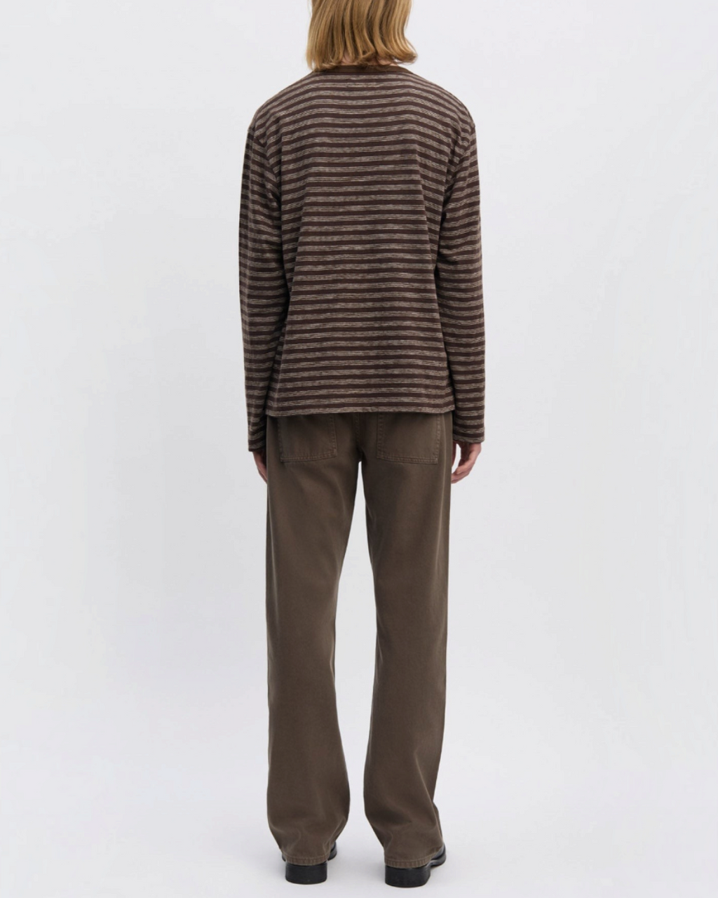 Another Aspect - 3.0 JPN striped t-shirt - Brown and ecru stripes