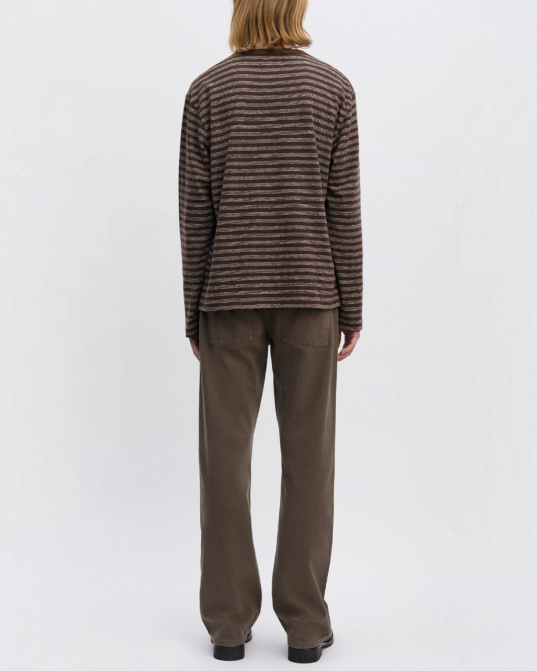 Another Aspect - 3.0 JPN striped t-shirt - Brown and ecru stripes