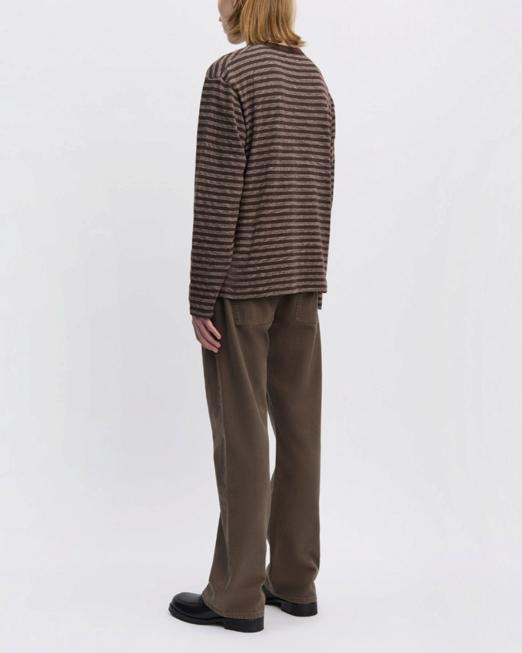 Another Aspect - 3.0 JPN striped t-shirt - Brown and ecru stripes