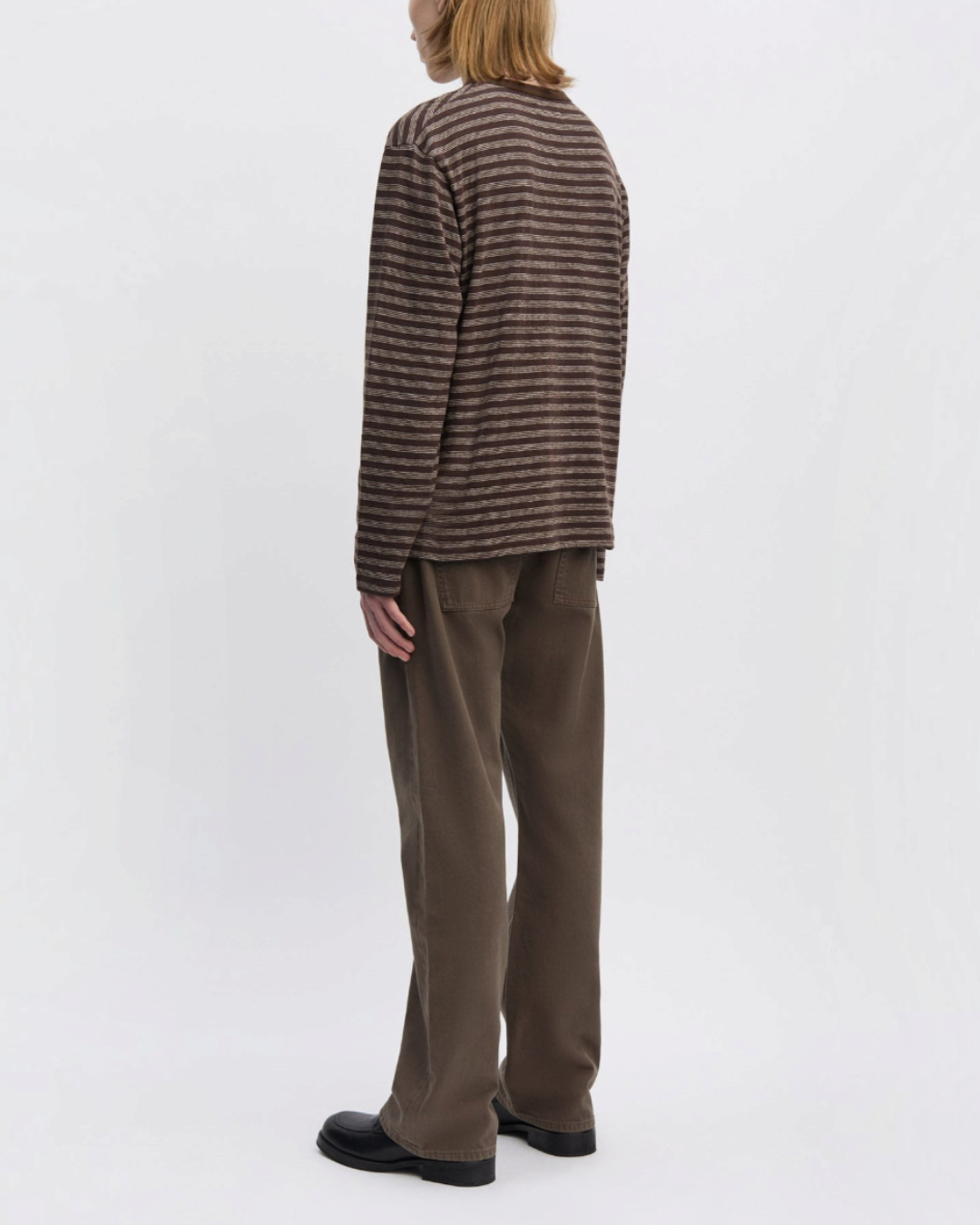 Another Aspect - 3.0 JPN striped t-shirt - Brown and ecru stripes
