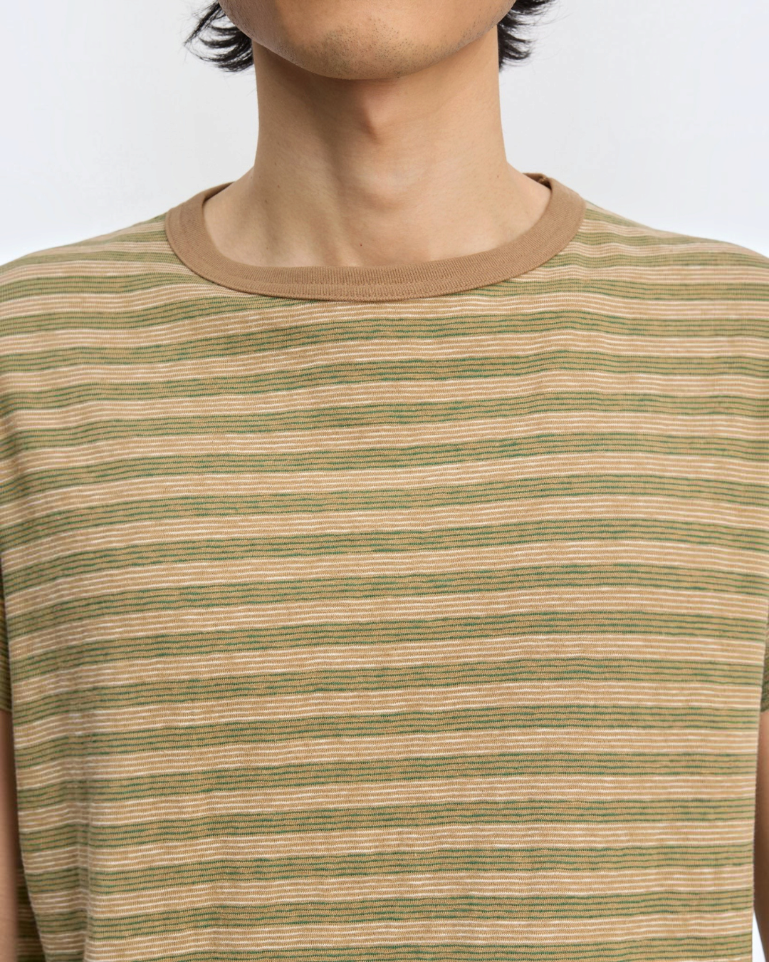 Another Aspect - 3.0 JPN striped t-shirt - Green stripes