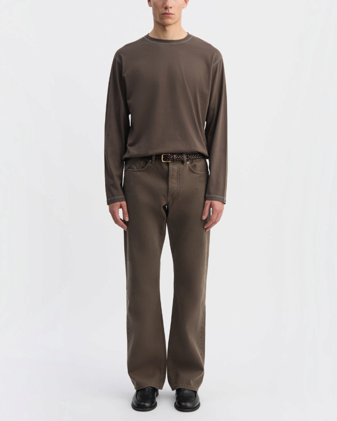 Another Aspect - T-shirt manches longues 3.0 - Marron et marine