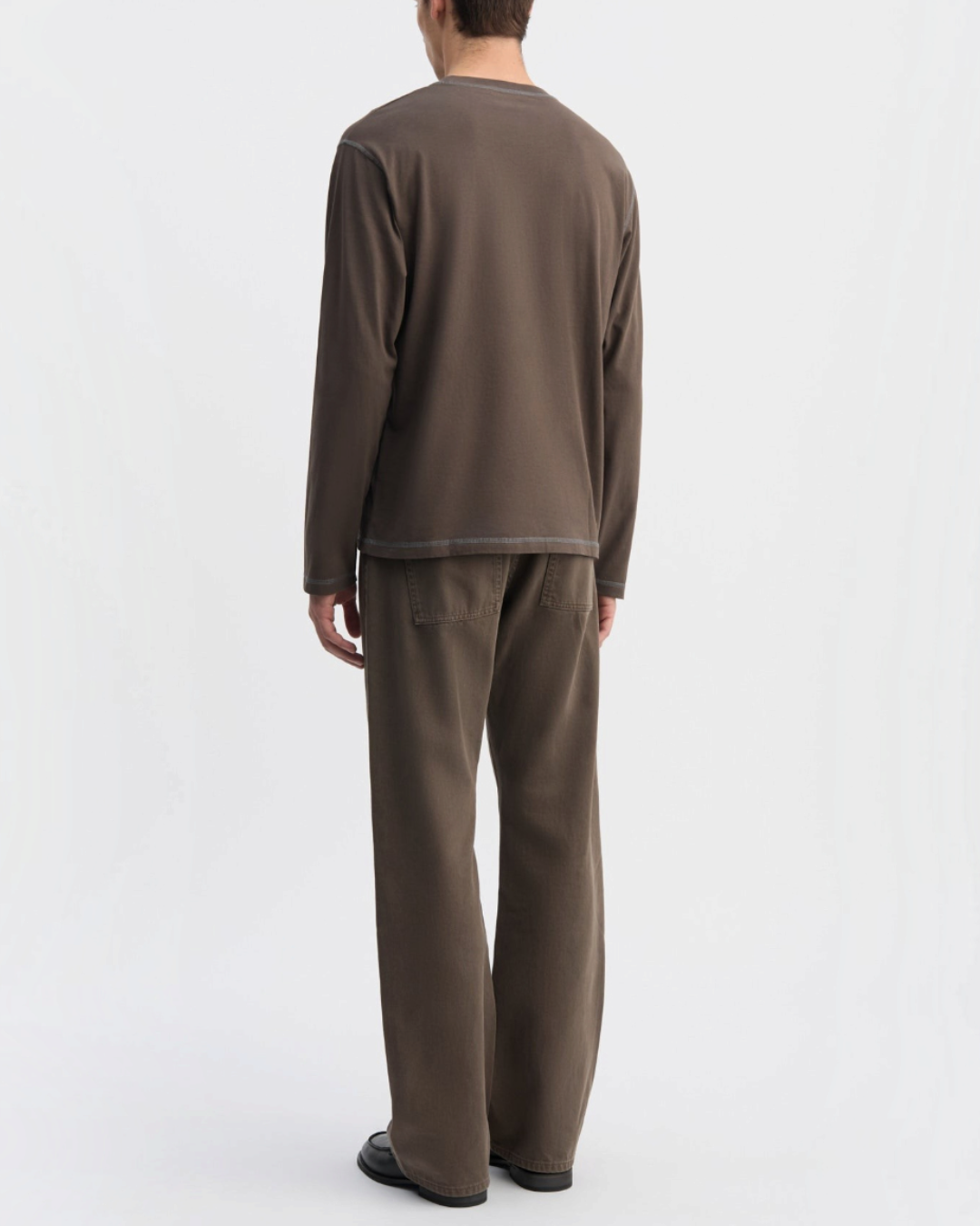 Another Aspect - 3.0 long-sleeved t-shirt - Brown and navy