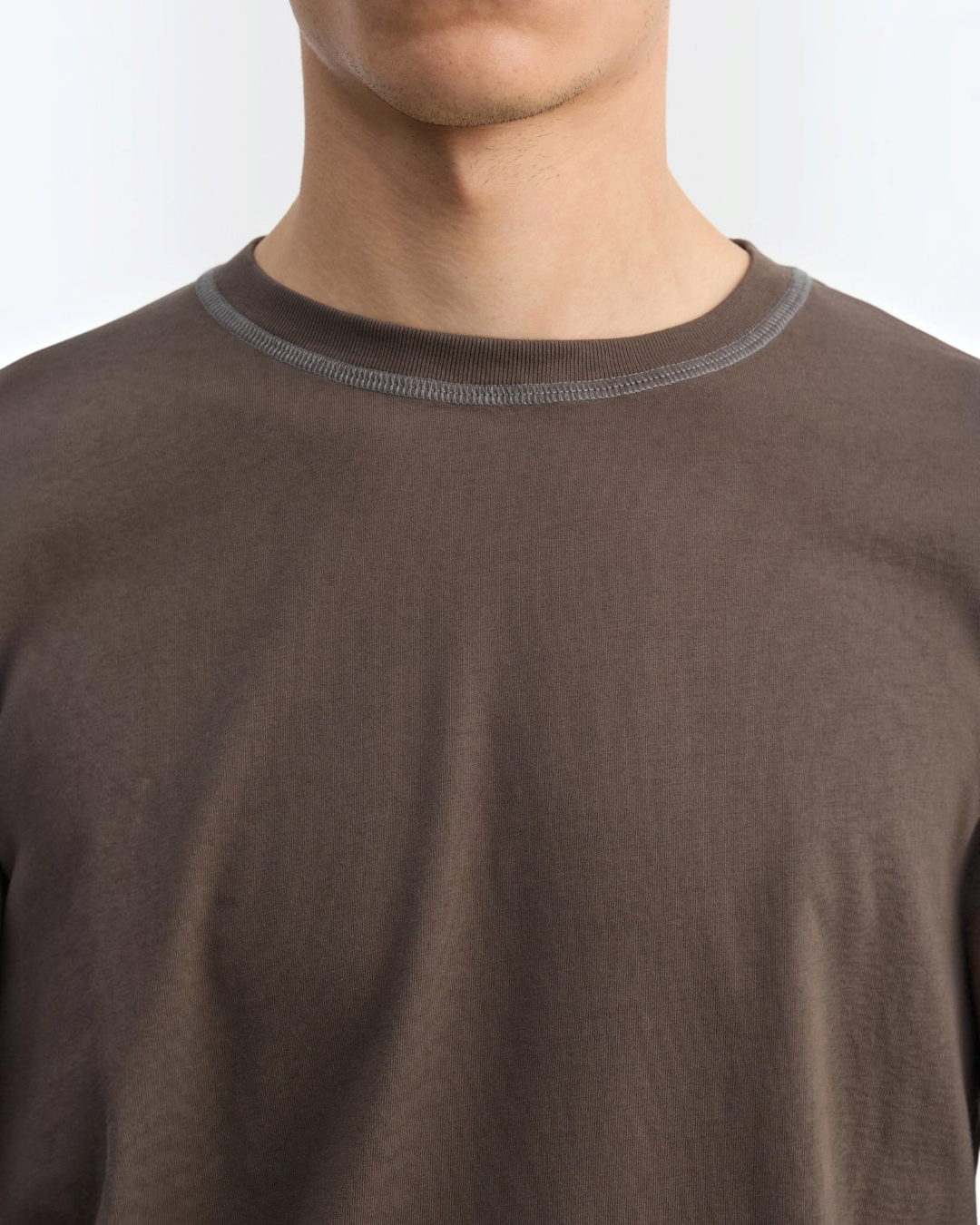 Another Aspect - 3.0 long-sleeved t-shirt - Brown and navy