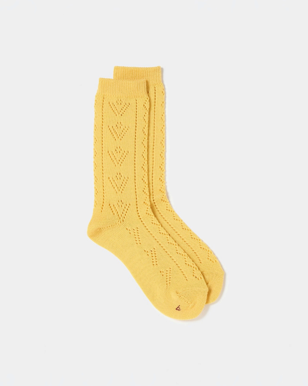 Socks Merci Paris Babaco in yellow wool with delicate openwork pattern, made in Japan