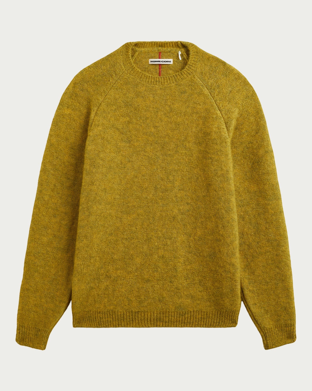 Pull Merci Paris Homecore Baby Brett en maille d'alpaga vert Green Haze avec manches raglan et finitions côtelées