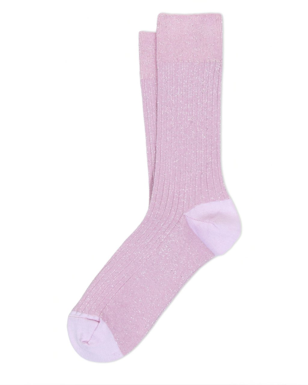 Chaussettes courtes Merci Paris Ant45 en maille côtelée rose avec fil lurex brillant pour une finition élégante