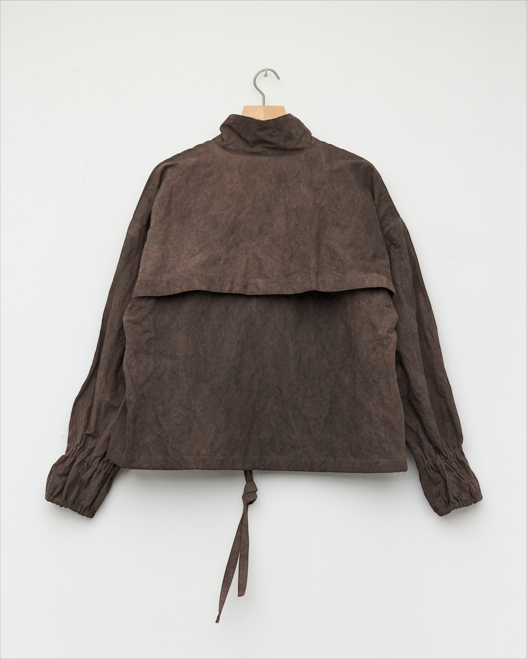 Veste zippée Merci Paris Colbo marron métallisé avec col montant, poignets élastiqués et ourlet à cordon de serrage
