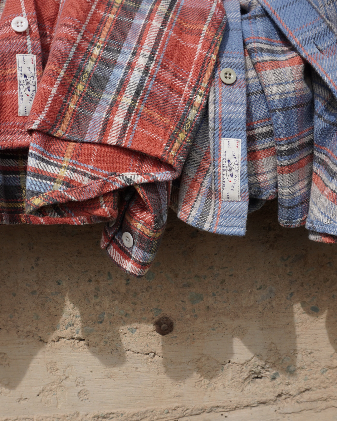 Chemises Merci Paris Dopple & Scent en coton à carreaux tartan vintage dans les tons rouge et bleu