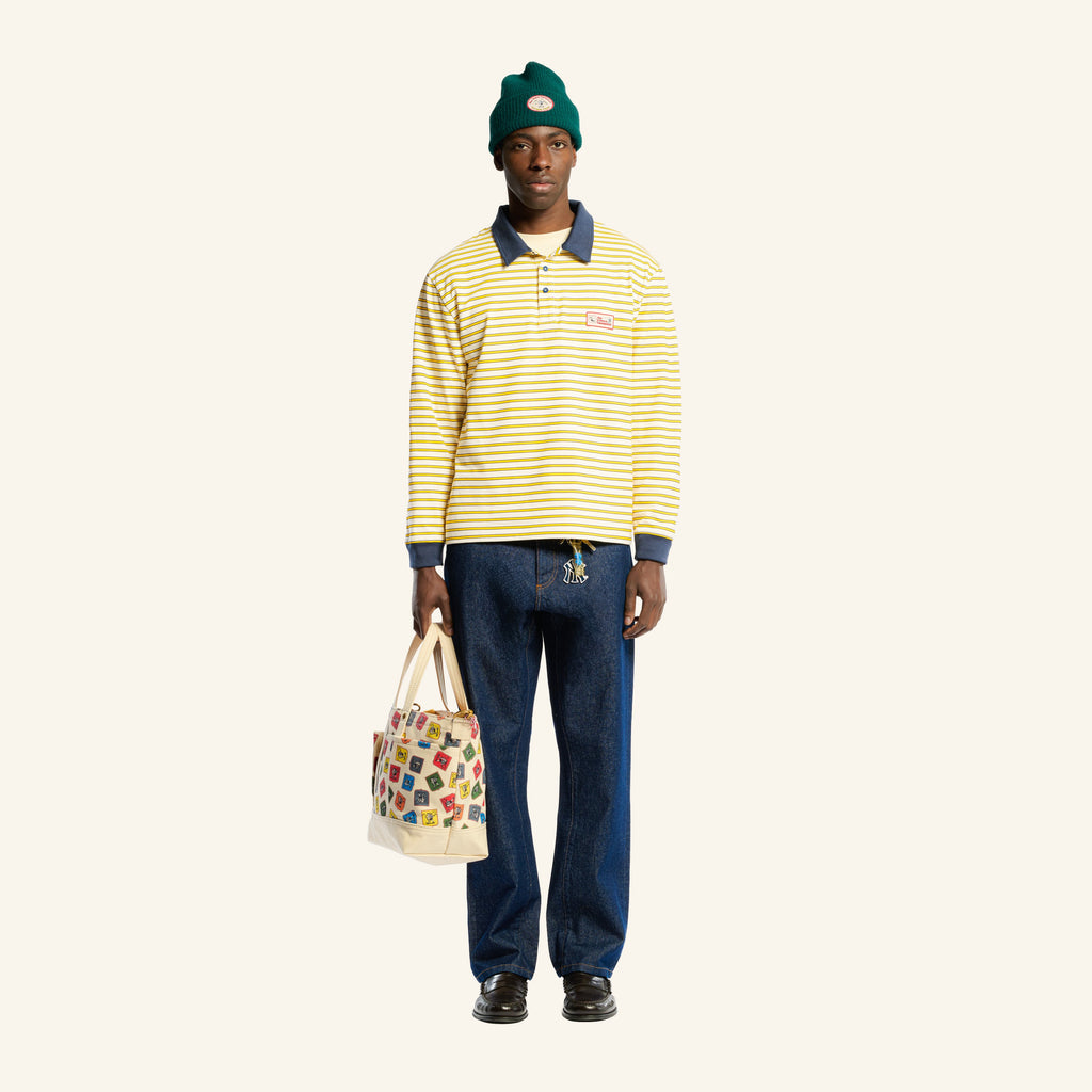 Au Vieux Campeur - Congés Payés - Polo Roger À Rayures - Bleu Jaune & Blanc