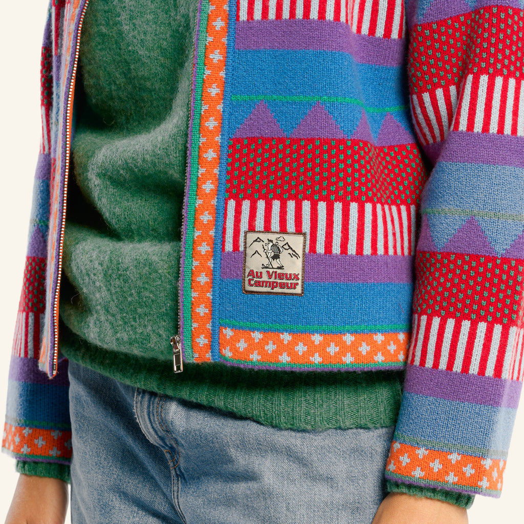 Au Vieux Campeur - Congés Payés - Cardigan Nicole - Bleu & Rouge