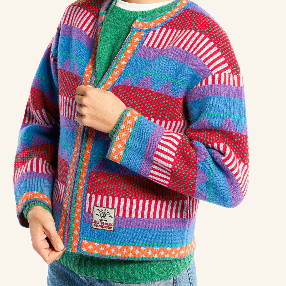 Au Vieux Campeur - Congés Payés - Cardigan Nicole - Bleu & Rouge