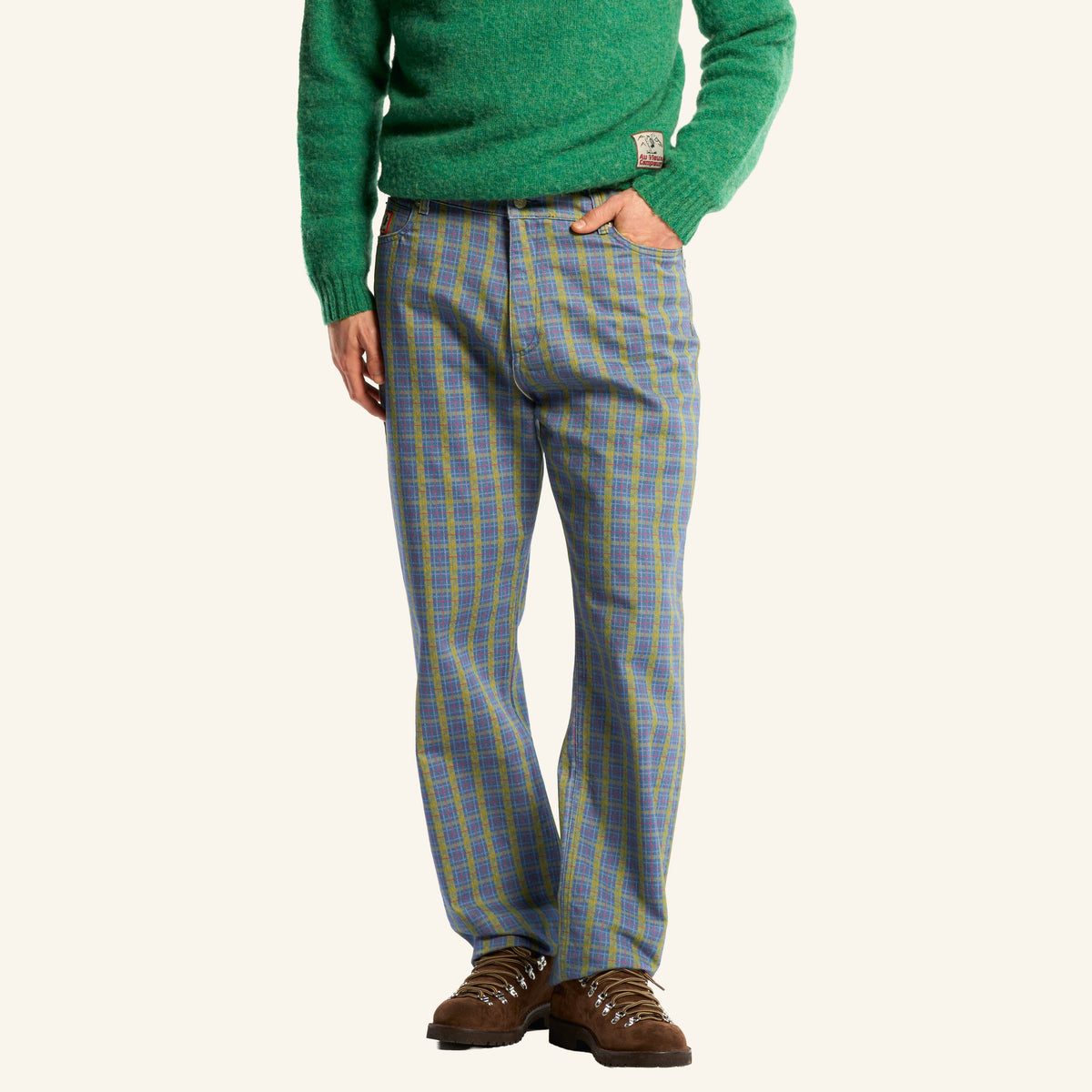 Au Vieux Campeur - Congés Payés - Pantalon À Carreaux Edgar - Vert Rouge & Bleu