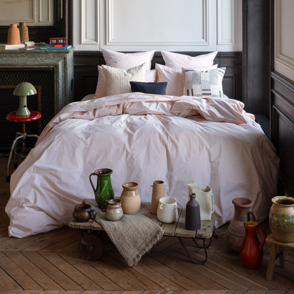 Cotton percale duvet cover - Powdered Pink