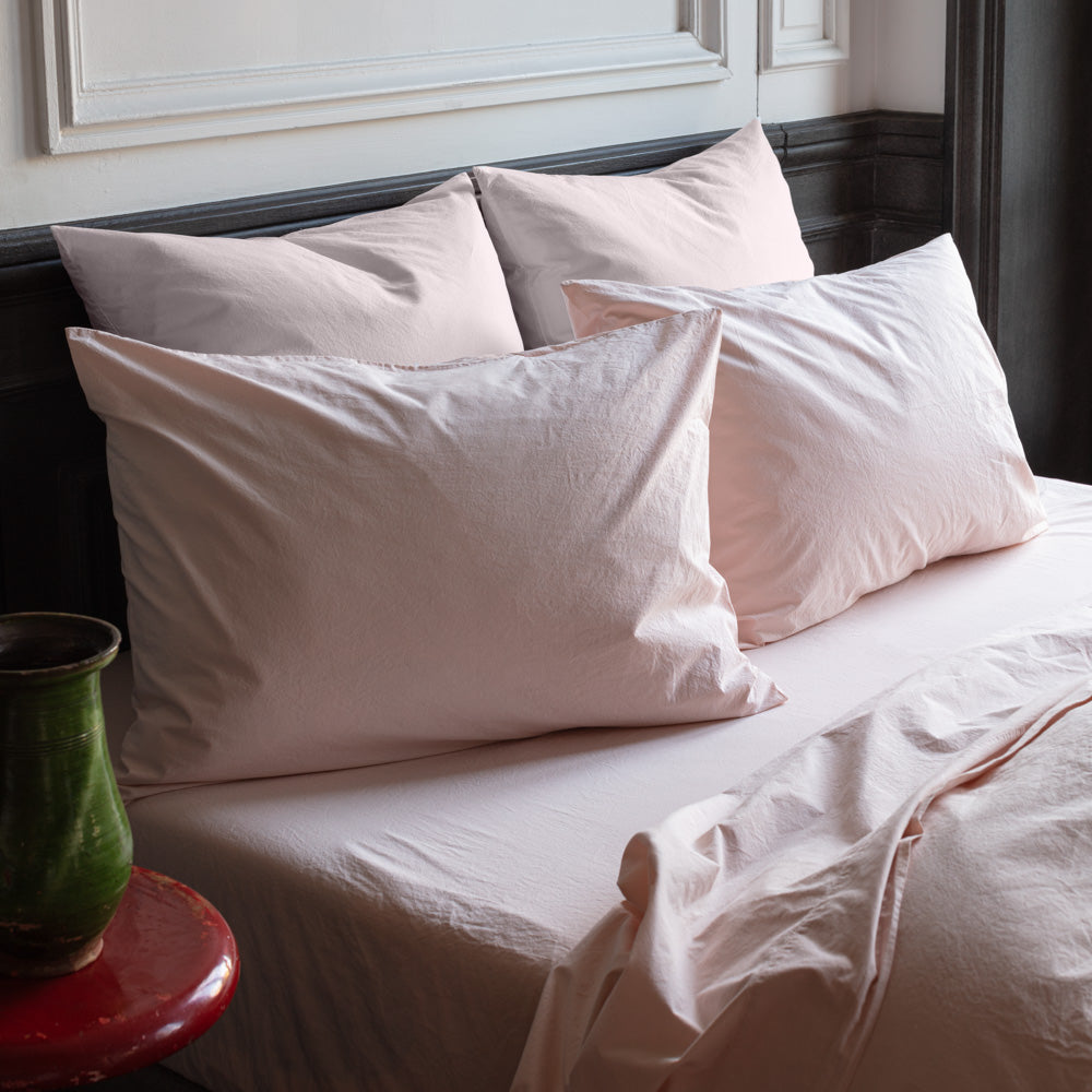Cotton percale pillowcases - Powdered Pink