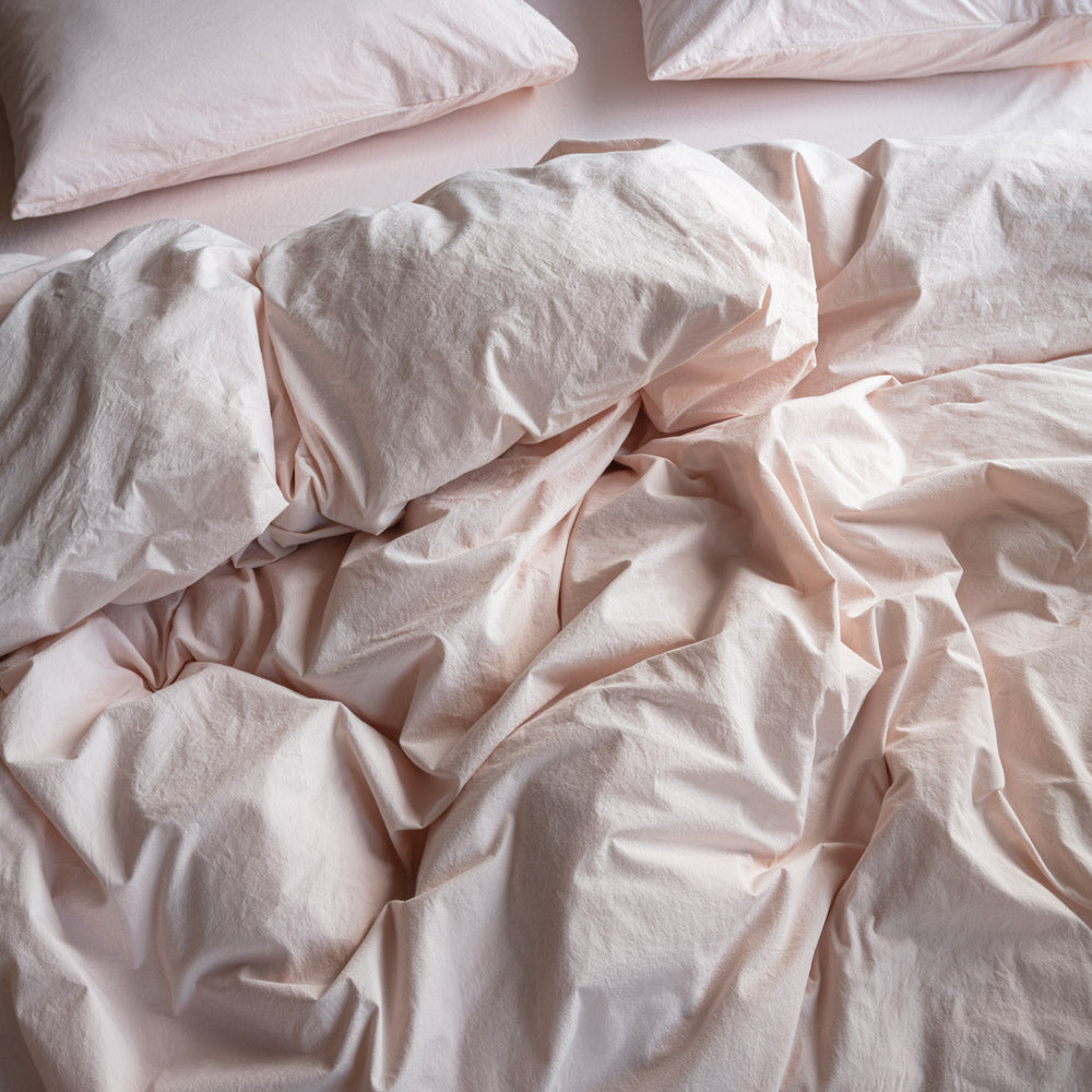 Cotton percale duvet cover - Powdered Pink