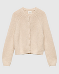Beige Darcy cardigan Merci Paris in merino wool and cashmere with round neck and shell buttons