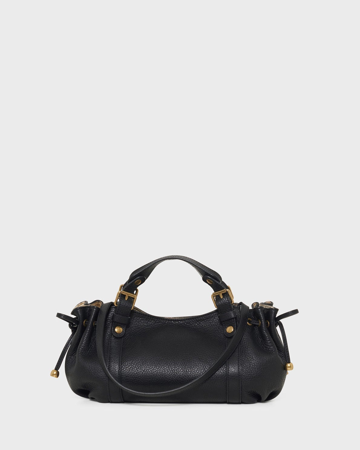 Gerard Darel - Mini Metallic Interior Grained Leather Handbag 12H - Black & Gold