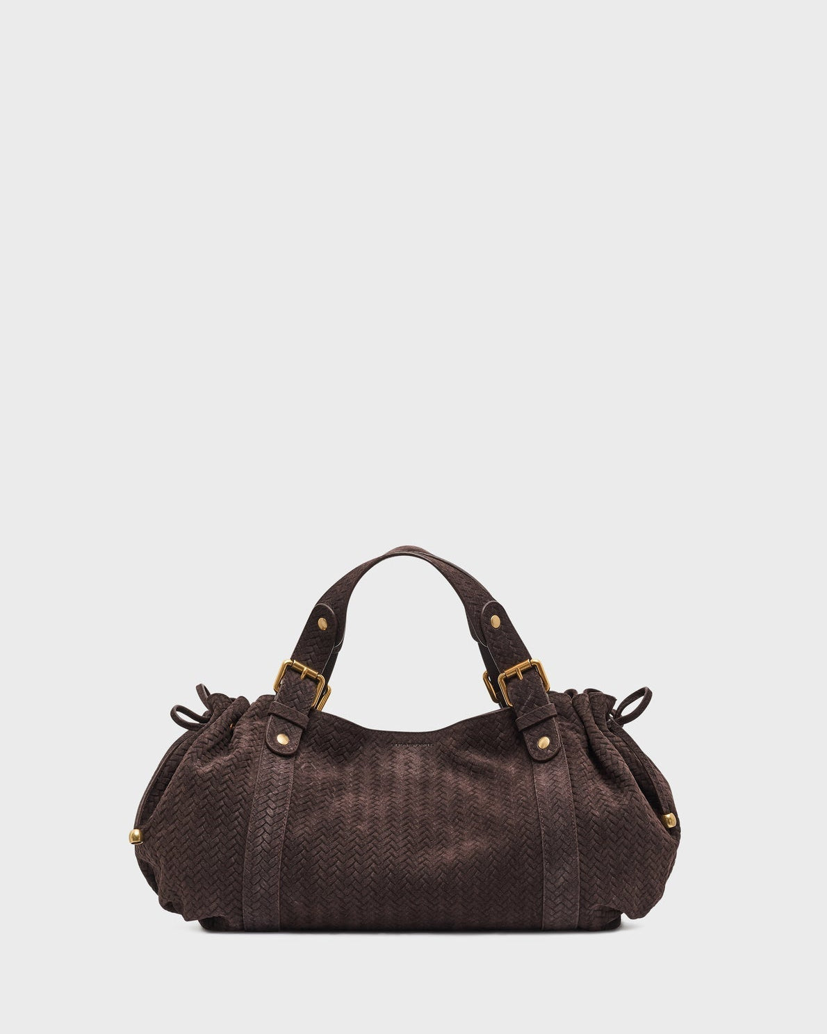 Gerard Darel - 24H Braided Effect Velvet Leather Handbag - Cocoa