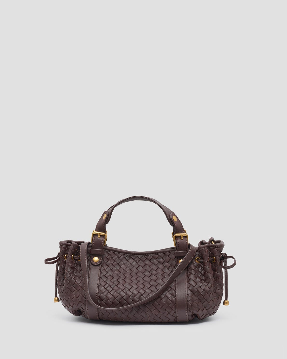 Gerard Darel - Mini 12H Braided Leather Handbag - Burgundy