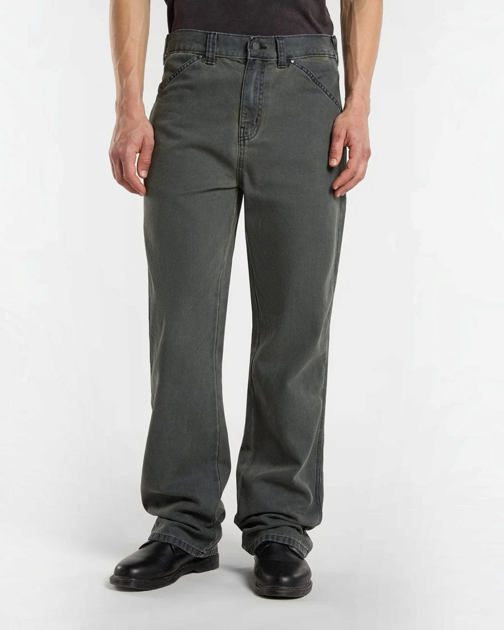 Green Houck pants Dickies in thick cotton canvas with loose fit and reinforced pockets by Merci Paris