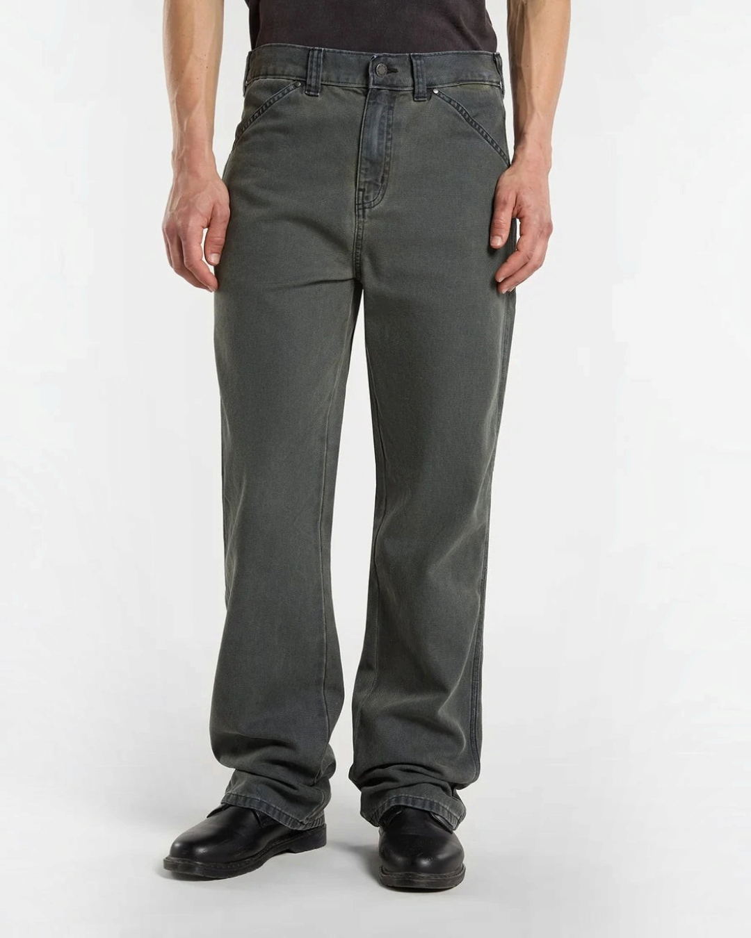 Green Houck pants Dickies in thick cotton canvas with loose fit and reinforced pockets by Merci Paris