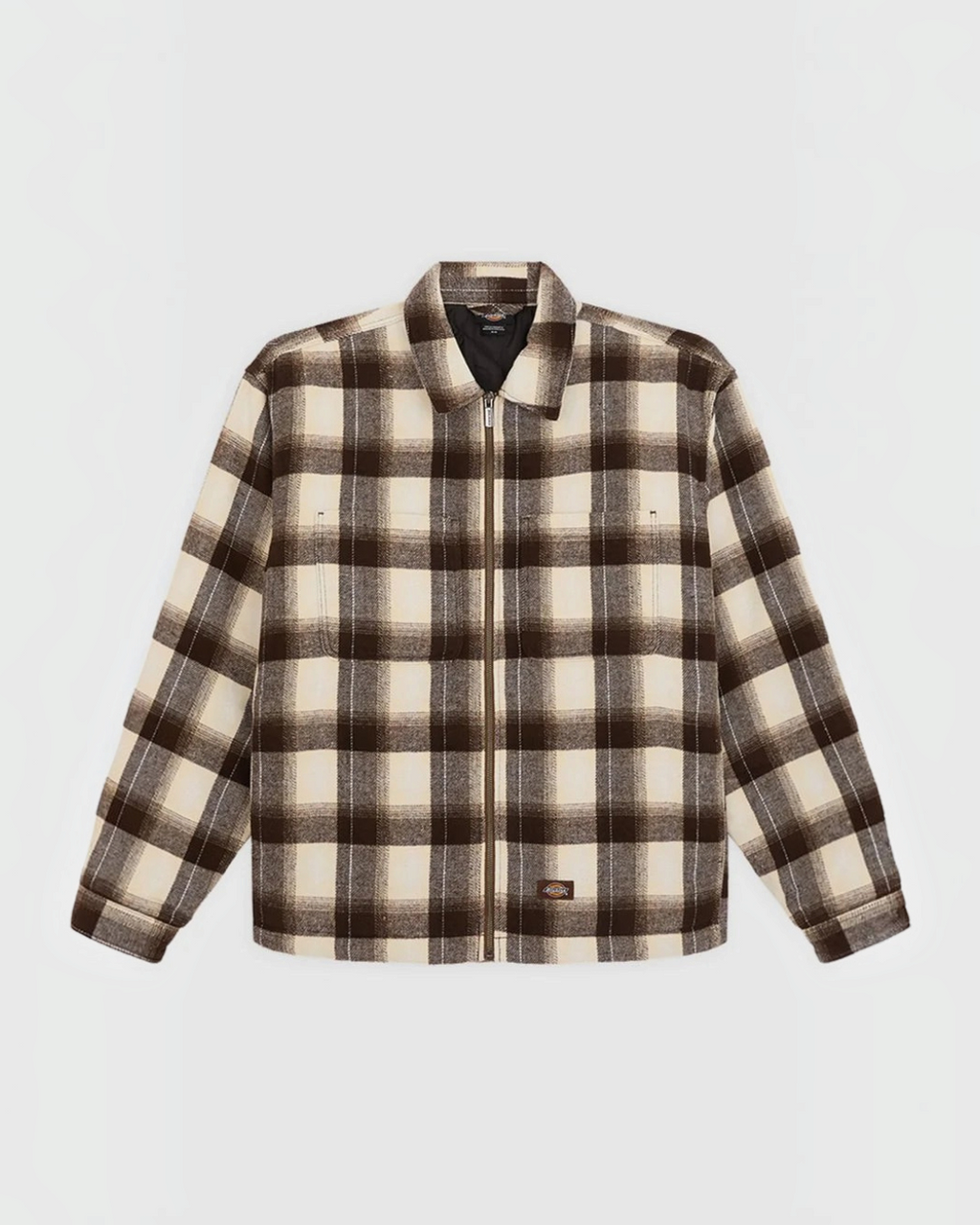 Shirt jacket Dickies Merci Paris shirt jacket in brown checked cotton flannel with zip fastening and oversized cut