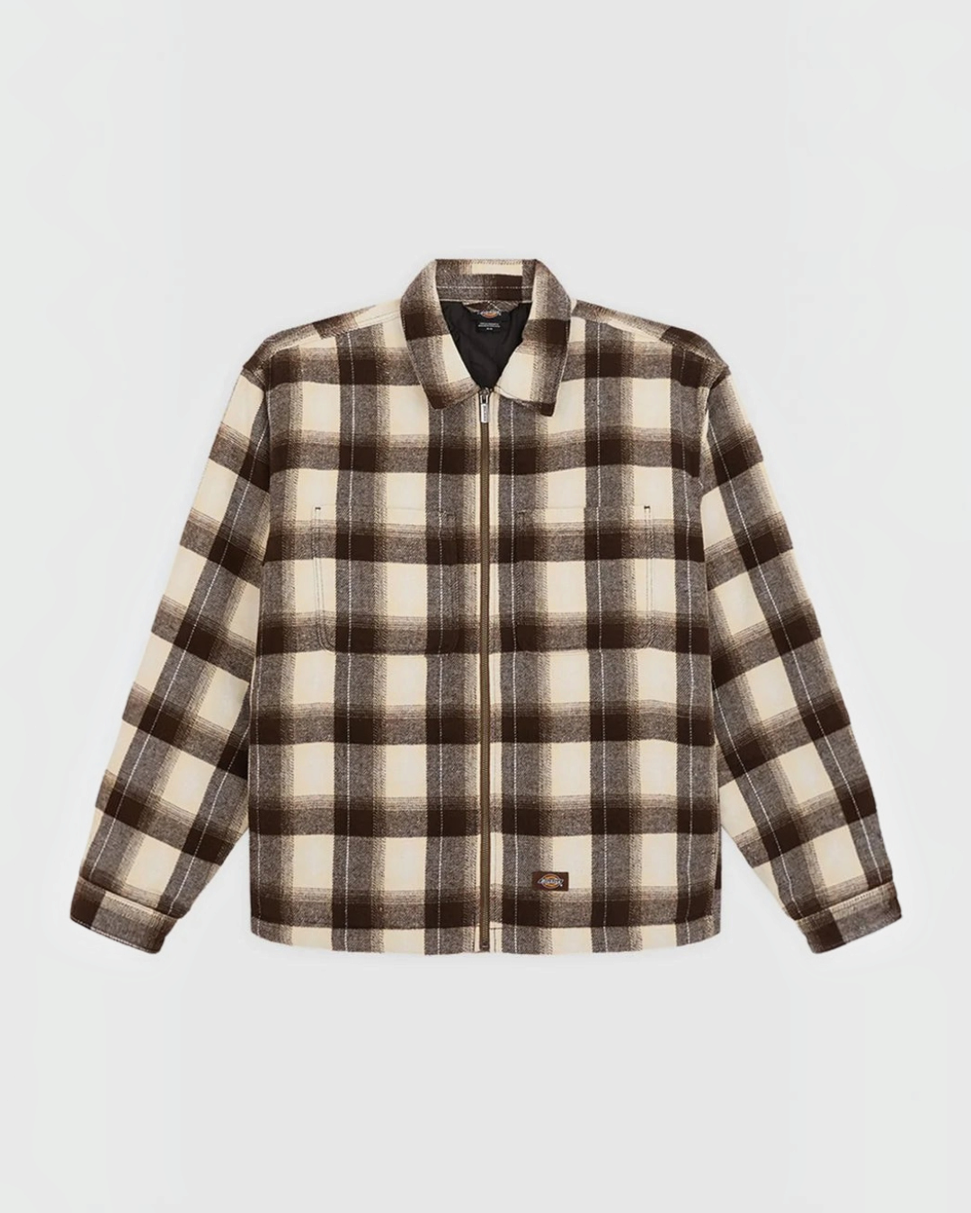 Shirt jacket Dickies Merci Paris shirt jacket in brown checked cotton flannel with zip fastening and oversized cut