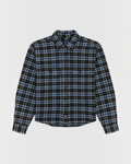 Flannel shirt Merci Paris Dickies black and blue plaid with chest pockets and button closure