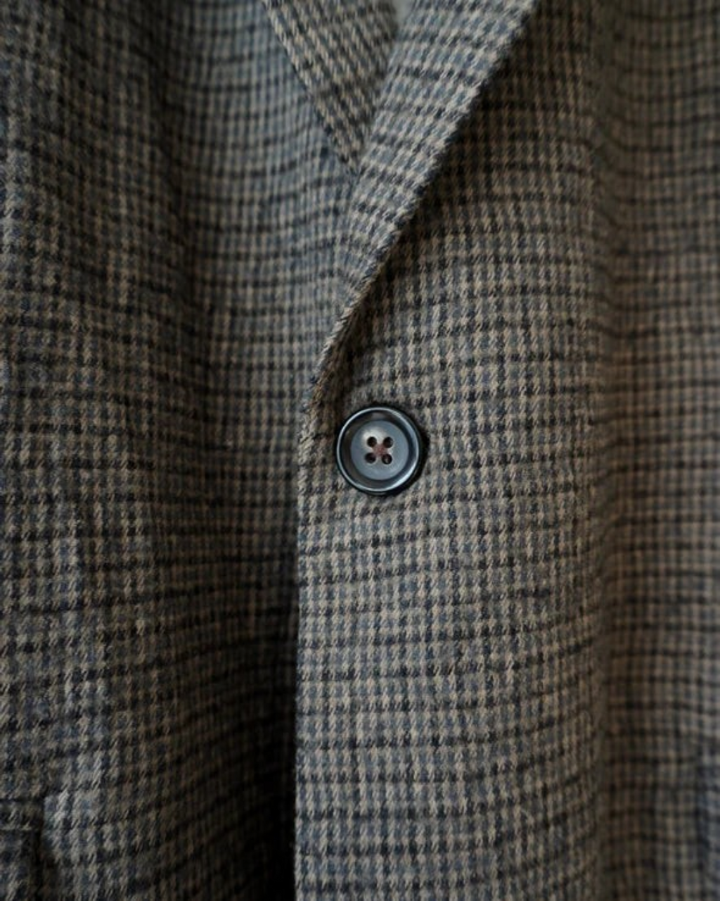 Veste tailleur Merci Paris Dopple & Scent en laine et coton à carreaux moka avec fermeture à un bouton