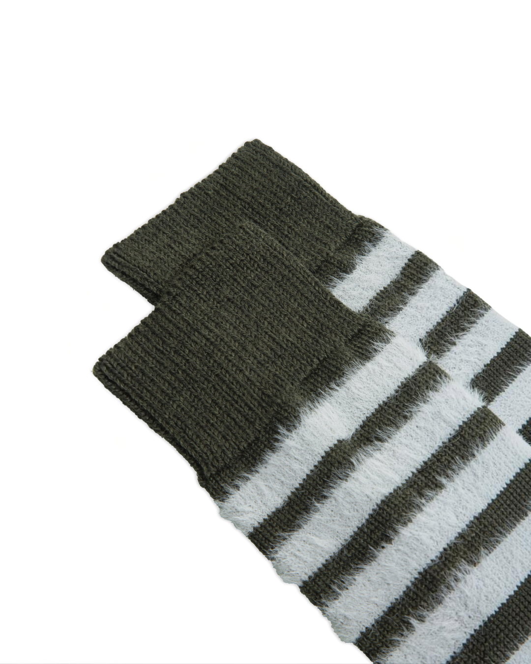 Chaussettes Merci Paris Ant45 en laine verte à rayures contrastées avec un effet peluche doux et duveteux