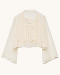 Blouse Merci Paris Dôen Ecru silk elodine with Edwardian lace, square neckline and flared sleeves