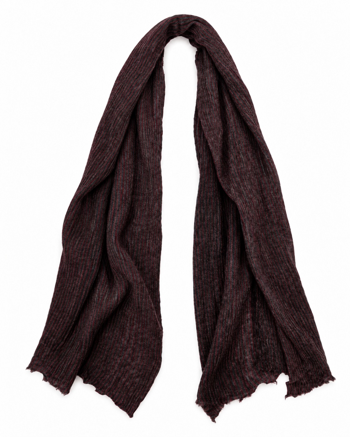 Botto Giuseppe - Écharpe 121 Rayures - Rouge & Marron