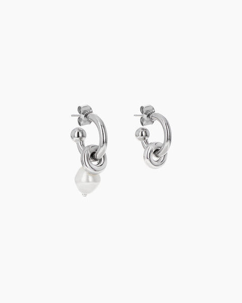 Justine Clenquet - Ethan Pearl Earrings - Palladium