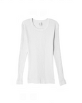 T-shirt Merci Paris Pure Sugar Gali blanc à manches longues en maille de coton côtelée avec col rond classique