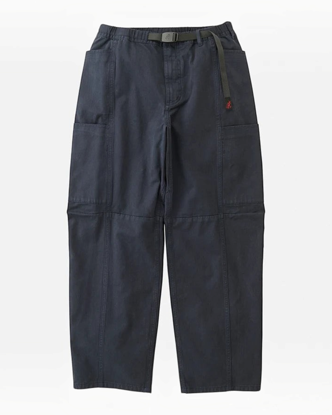 Pantalon Voyageur Gramicci bleu marine en sergé de coton avec ceinture intégrée, vendu par Merci Paris